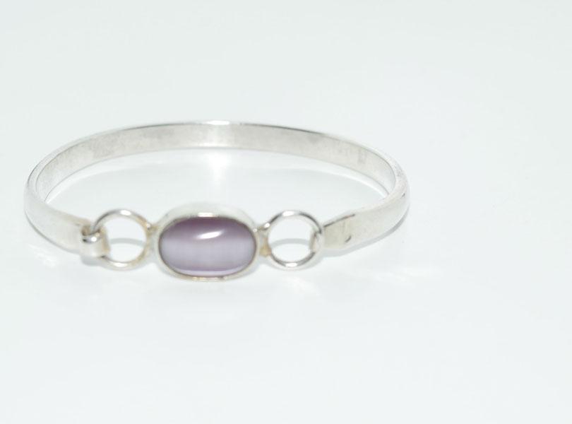 Vintage Mexico Sterling Cats Eye Bangle Bracelet (1 of 5)