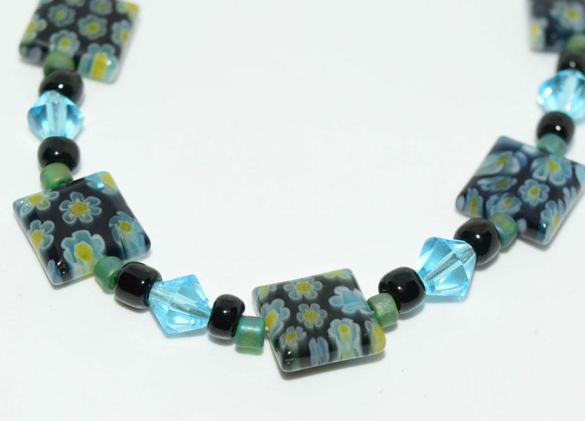 Sterling Toggle & Flower Glass Beaded Bracelet (1 of 3)