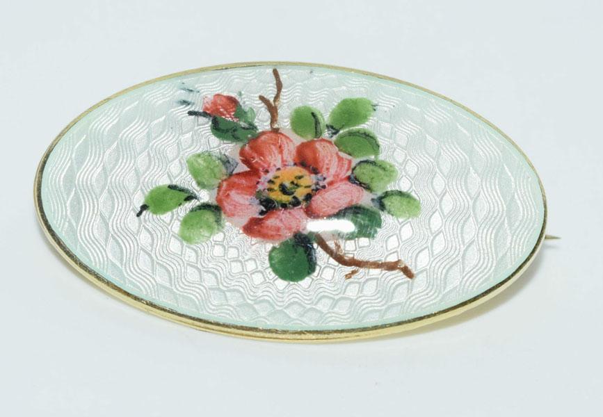 VTG NORWAY Sterling Floral Enamel Brooch (1 of 5)