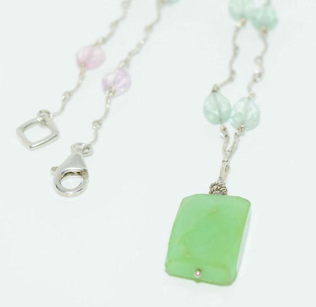 VTG Sterling Link & Pastel Beaded Necklace (1 of 5)