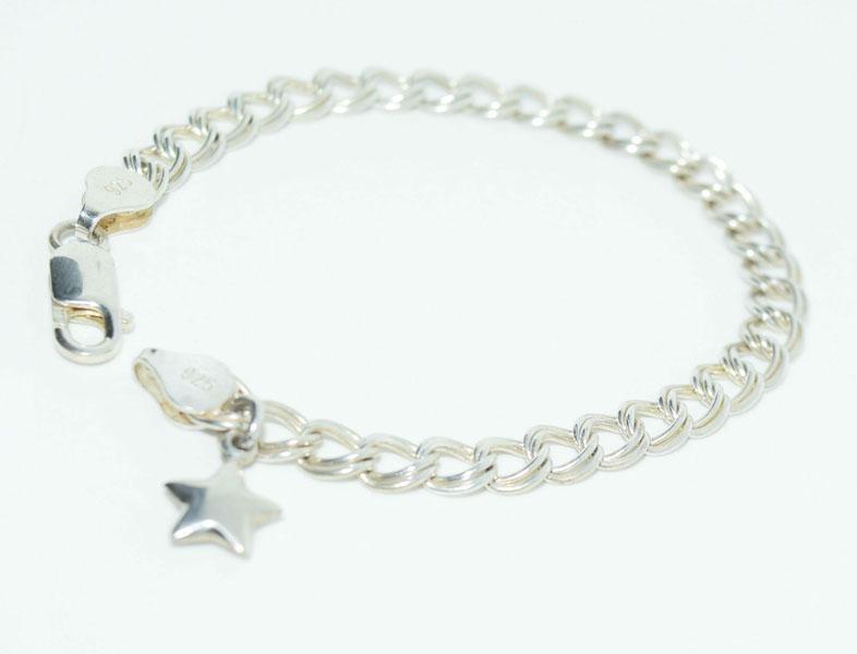 VTG Sterling Cable link Star Charm Bracelet (1 of 4)