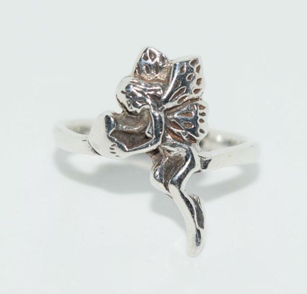 Sterling Silver Fairy Ring SZ 6: This ring is a size 6 & measures 18.5mm at widest point and stamped 925.