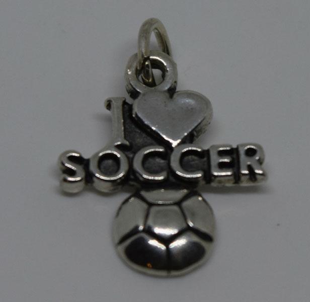 Sterling Silver I Heart Soccer Charm: This charm measures 19.5 x 17mm & is stamped SJC 925.