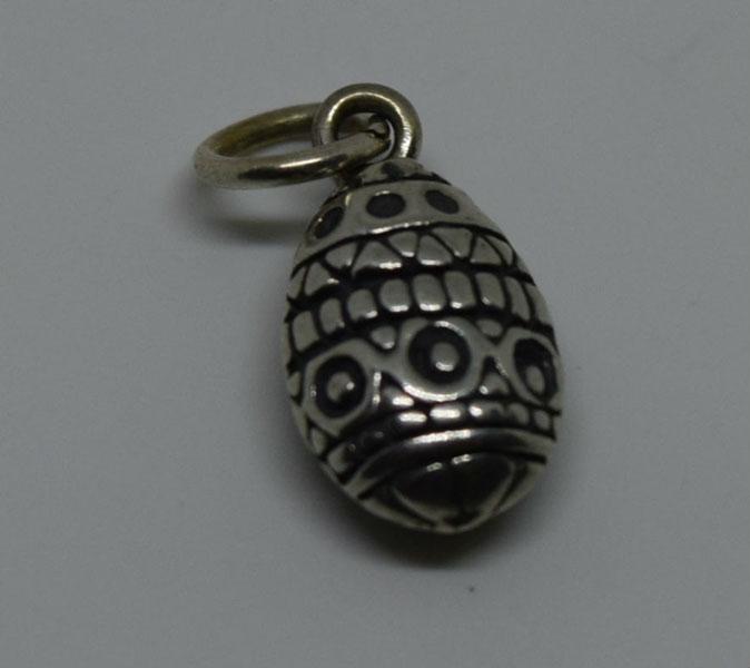 Sterling Silver Decorated Egg Charm: This charm measures 16.2 x 8.6mm & is tested 925 silver.