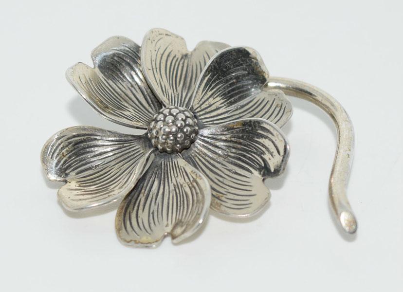 VTG Dane Craft Sterling 3D Flower Brooch (1 of 4)