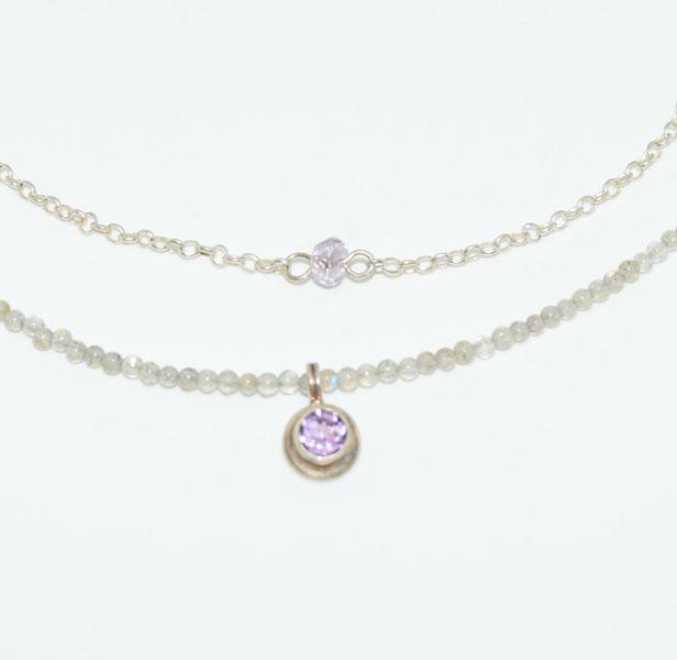 Sterling Amethyst & Moonstone Beaded Necklace (1 of 3)