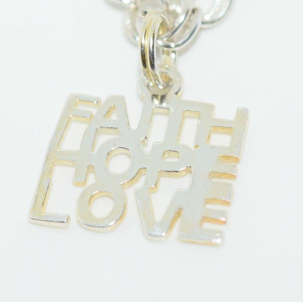 Sterling Silver Faith Hope Love Charm Bracelet (1 of 3)