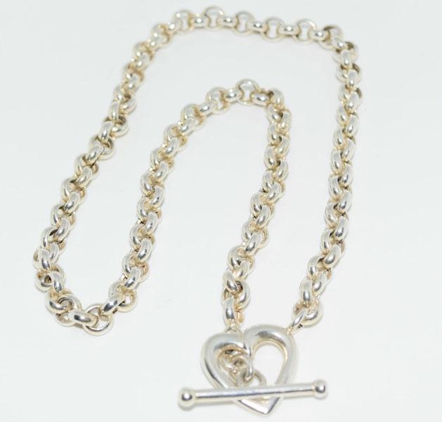 VTG Sterling Silver Rolo Heart Toggle Necklace (1 of 3)