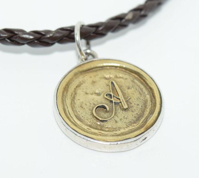 Initial A Vintage Stamp Charm Leather Bracelet (1 of 2)
