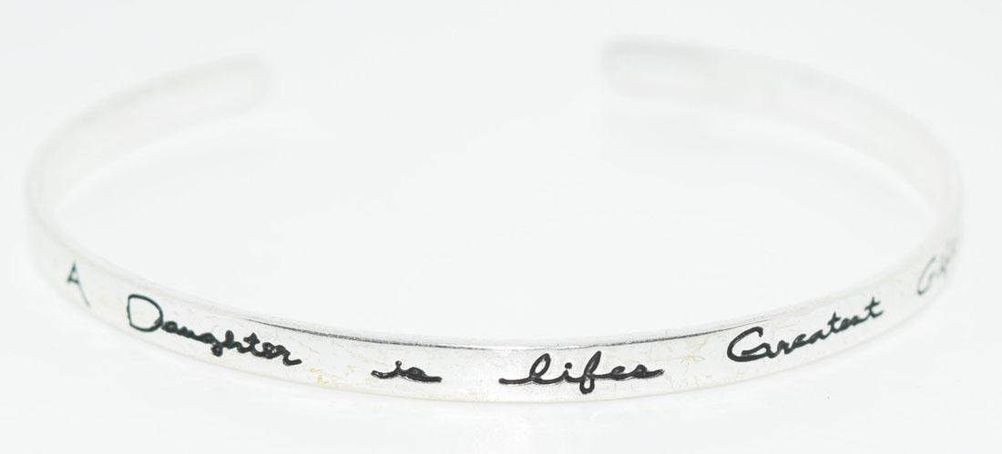 Sterling Silver Daughter Quote Cuff Bracelet (1 of 4)