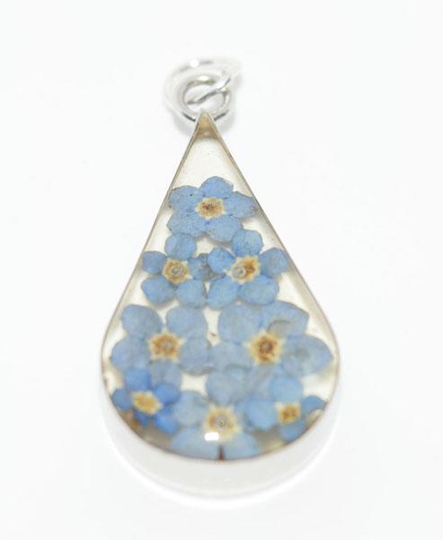 Sterling & Dried Flower Teardrop Necklace (1 of 3)