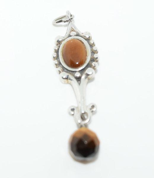 Sterling Silver Tiger Eye Dangle Necklace (1 of 3)