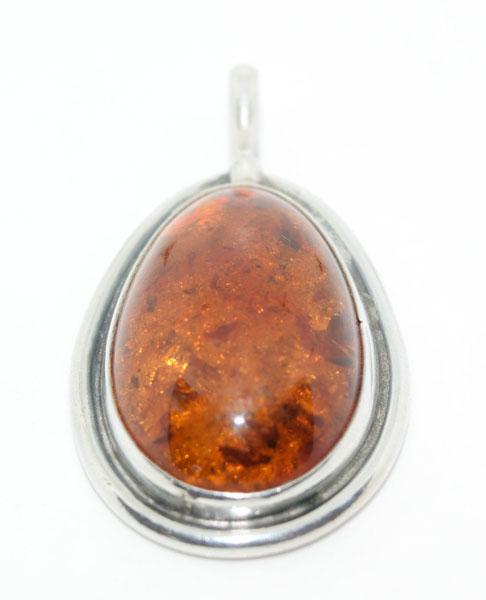 Sterling Silver Large Amber Pendant (1 of 3)