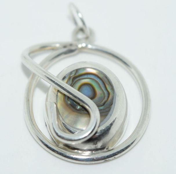 Mexico Sterling & Abalone Wire Pendant (1 of 3)