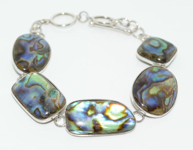 Sterling Silver Wrapped Abalone Link Bracelet (1 of 2)