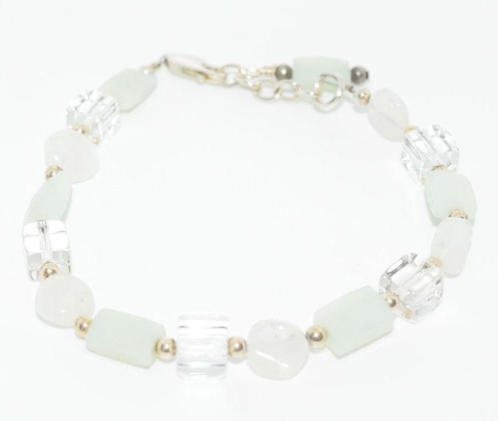 Sterling Green Hue Quartz Beaded Bracelet (1 of 2)