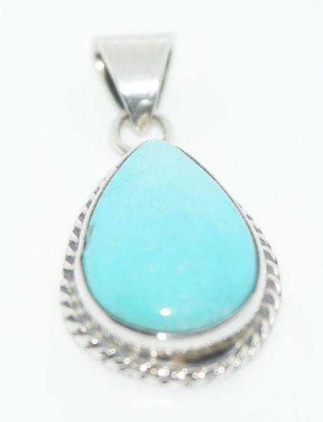 Sterling Silver Rope Turquoise Teardrop Pendant (1 of 3)