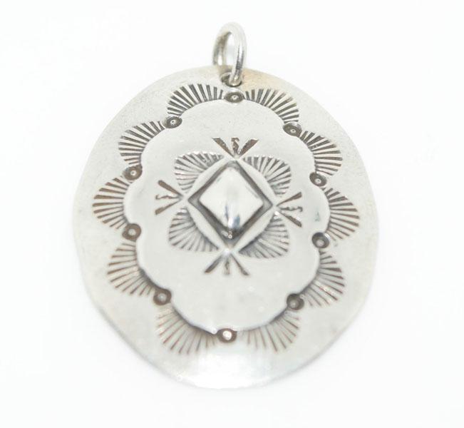 BJ Sterling Silver Southwest Medallion Pendant: This pendant measure’s 30 x 23 & stamped BJ Sterling.