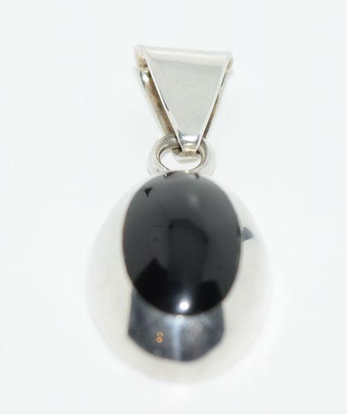 Mexico Sterling Silver Domed Onyx Pendant (1 of 3)