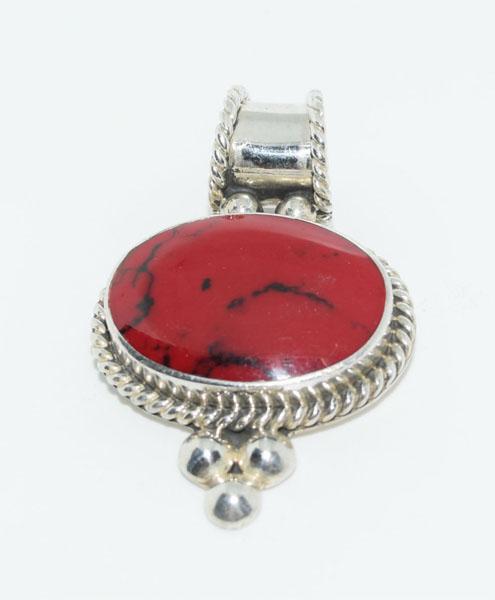 Mexico Sterling Rope Design Red Jasper Pendant (1 of 3)