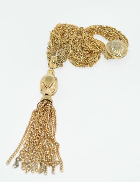 Fashion Gold Tone Long Chain Tassel Necklace: This necklace is 21inches long with a 4.5inch tassel drop.