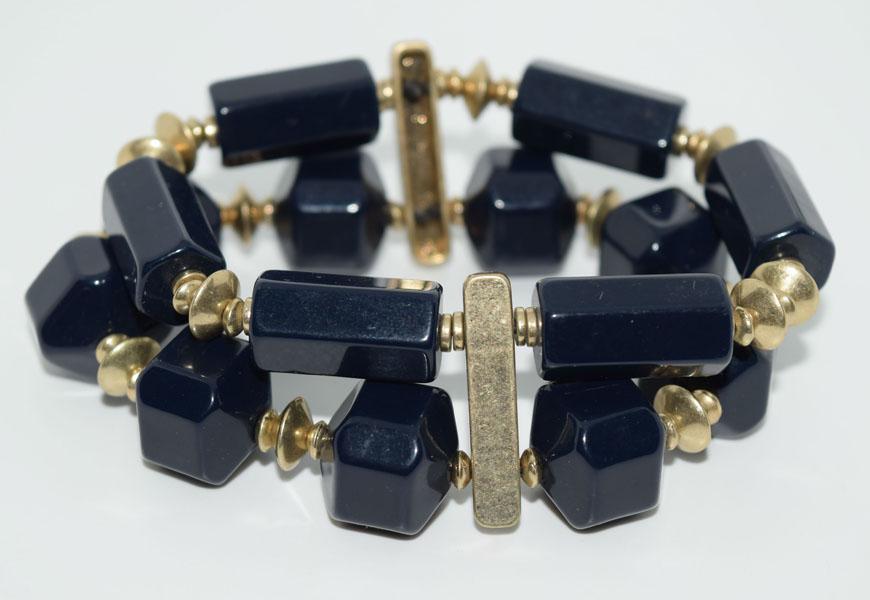 Costume Chunk Bead Double Strand Stretch Bracelet (1 of 2)