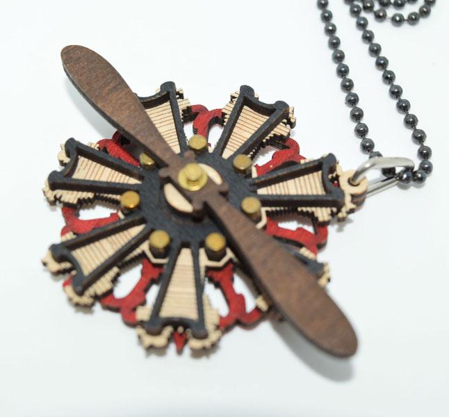 Hand Crafted Working Wood Propeller Necklace (1 of 2)