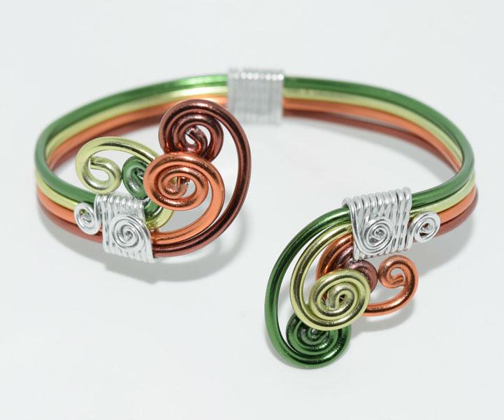 Hand Crafted Color Swirl Wire Wrap Bracelet (1 of 2)