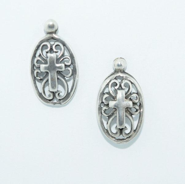 Vintage Sterling Silver Cross Pendant Earrings: These earrings measure 10.5 x 18.5mm & stamped 925.