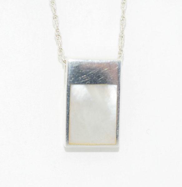 Sterling Silver Square Mother of Pearl Necklace (1 of 6)