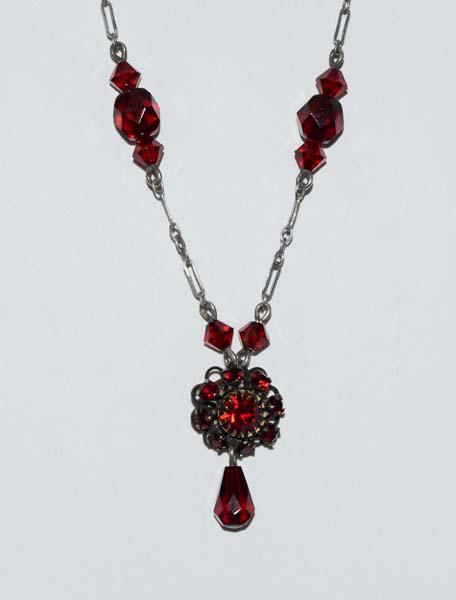 Sterling Silver Red Rhinestone Necklace (1 of 2)