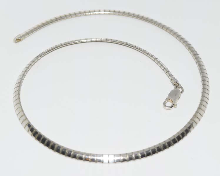 Italian Sterling Silver Omega Necklace: Italian sterling silver omega necklace | Measurement: 16” length, 4mm width