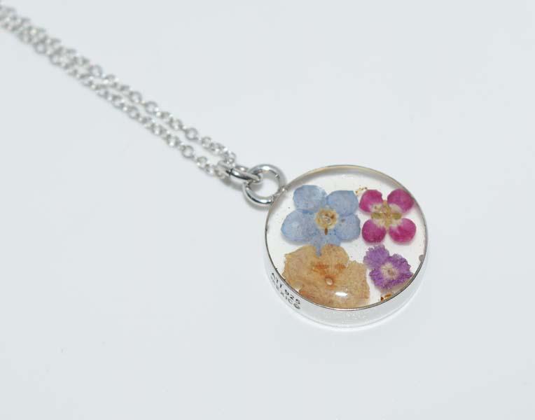 Sterling Silver Pressed Dried Flower Necklace (1 of 2)