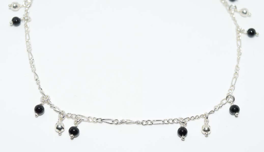 Sterling Silver Beaded Bracelet or Anklet: Sterling silver beaded bracelet or anklet | Measurement: 9” – 10” length