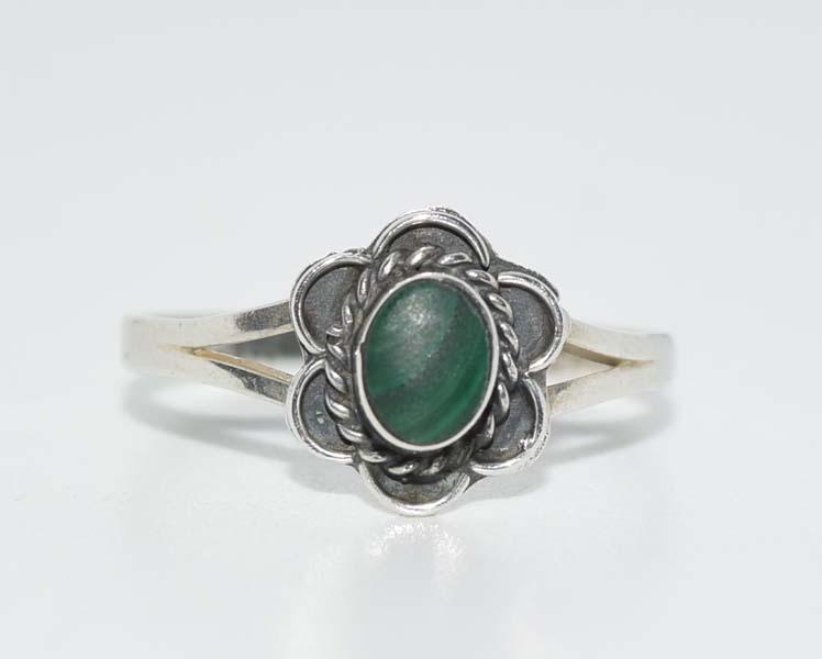 Taxco Mexico Sterling Malachite Ring Sz 7 (1 of 2)