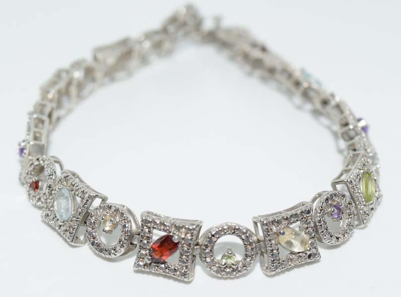 Sterling Silver Multi Gemstone Bracelet (1 of 3)