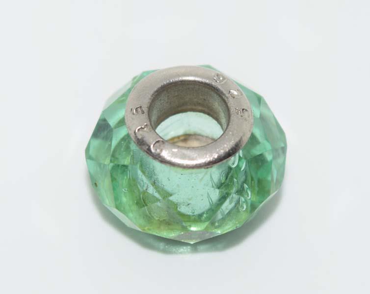 Sterling Green Rhinestone Slide Charm Pendant (1 of 2)