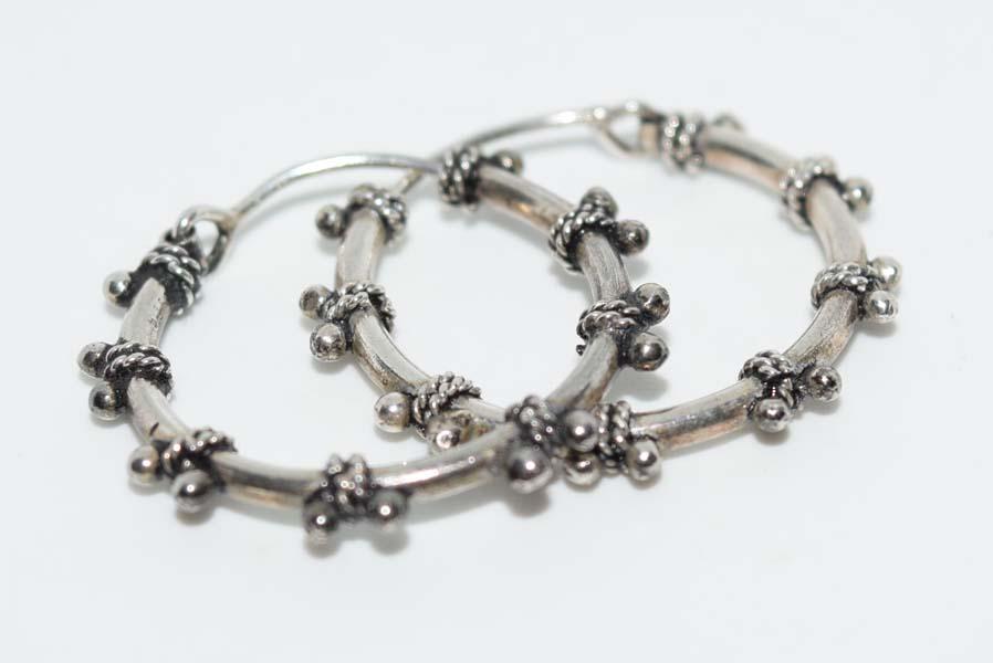 Sterling Silver Bali Style Hoop Earrings (1 of 2)
