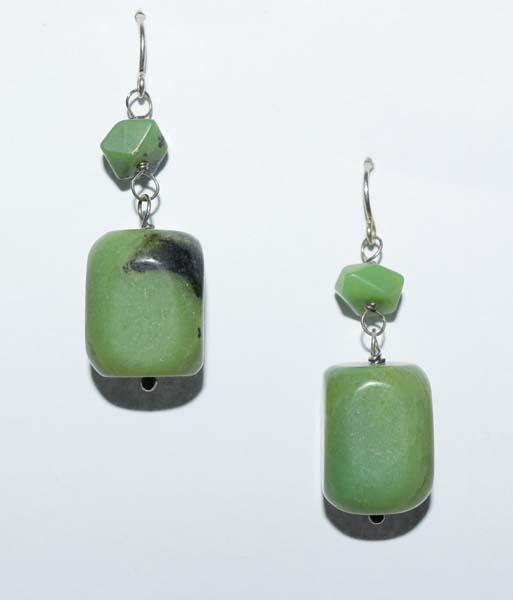 Sterling Silver Green Stone Dangle Earrings (1 of 2)