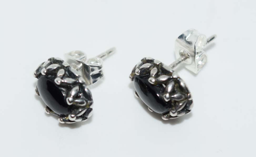 Sterling Silver Onyx Stud Earrings (1 of 2)
