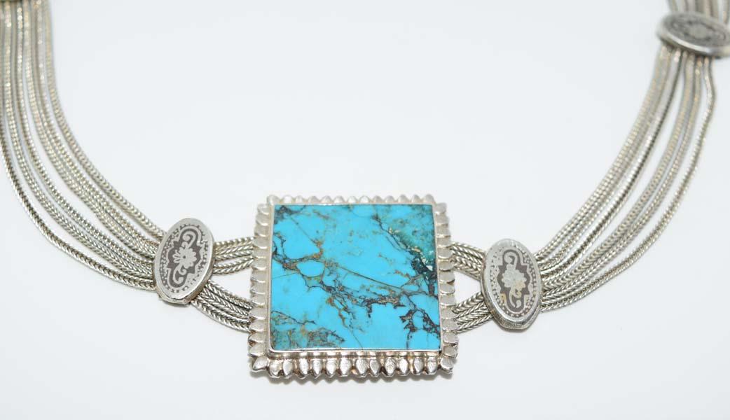 Antique Signed DSC 980 Sterling Turquoise Necklace (1 of 7)
