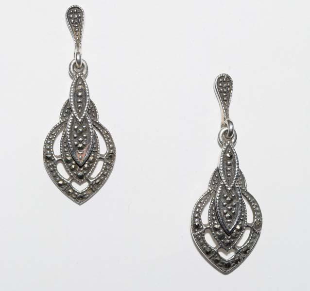 Sterling Silver Marcasite Dangle Earrings (1 of 3)