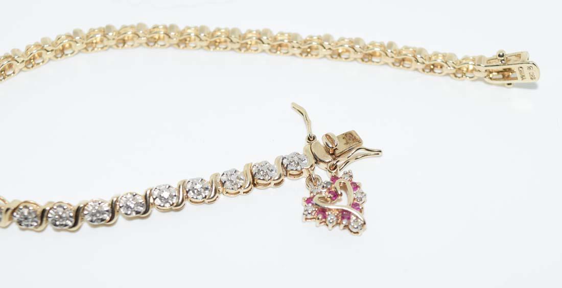 Gold Over Sterling Bracelet with Heart Charm (1 of 4)