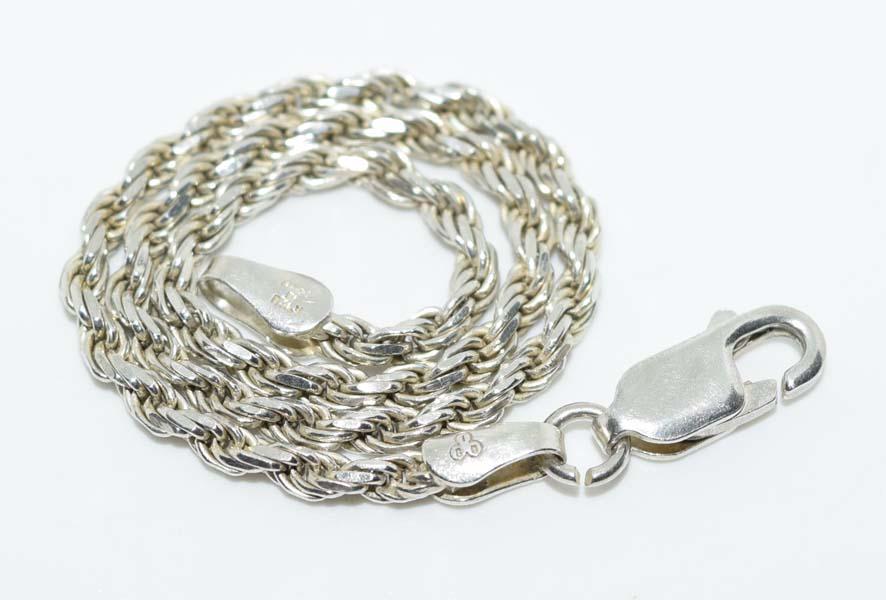 Italian Sterling Silver Rope Chain Bracelet: Italian sterling silver rope chain bracelet | Measurement: 7.25” length, 3.3mm width