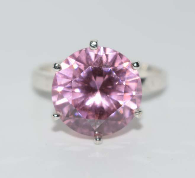 Sterling Silver Pink CZ Ring Sz 7 (1 of 3)