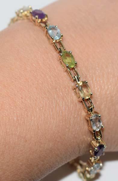 Gold Over Sterling Multi Gemstone Bracelet (1 of 2)