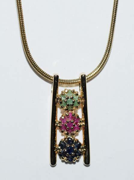 Gold Over Sterling Multi Gemstone Necklace (1 of 2)