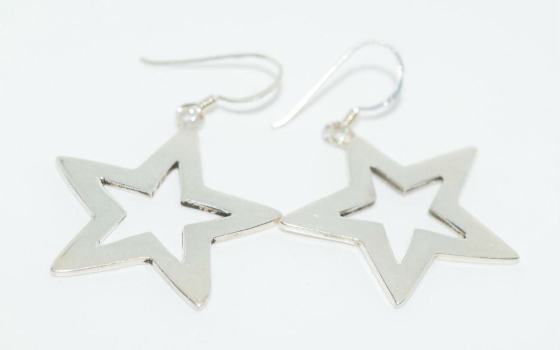 Taxco Mexico Sterling Silver Star Dangle Earrings (1 of 2)