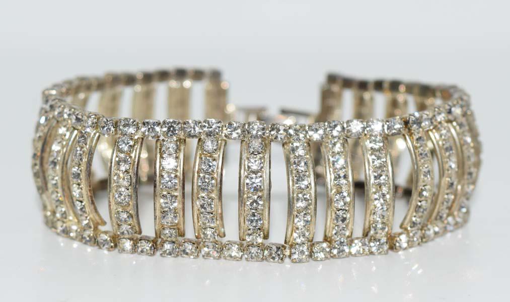 Silver Tone Rhinestone Bracelet (1 of 3)