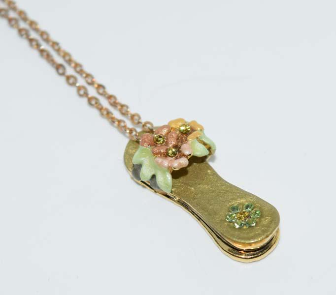 Rhinestone & Enamel Flower Flip Flop Necklace (1 of 3)